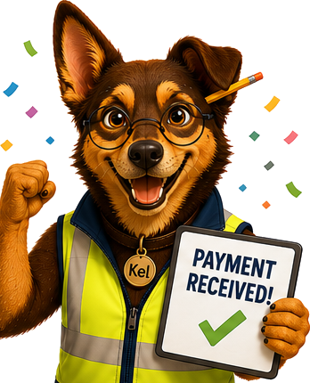Kel celebrating a payment received