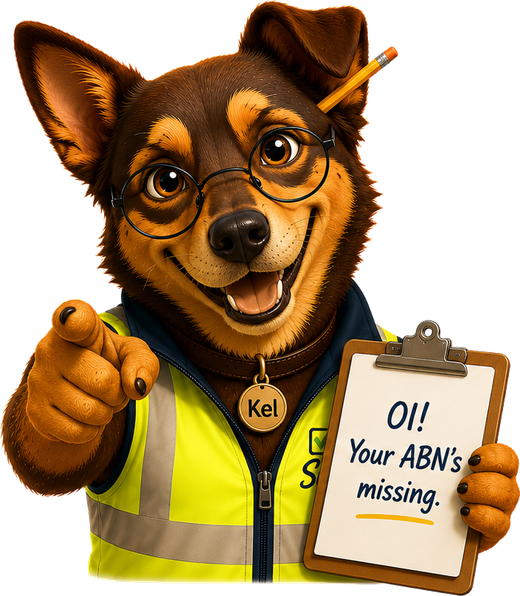 Kel pointing, reminding you your ABN is missing