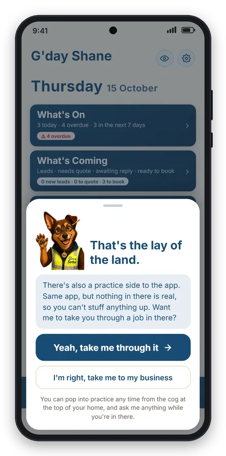 Kel offering to take you through a practice job