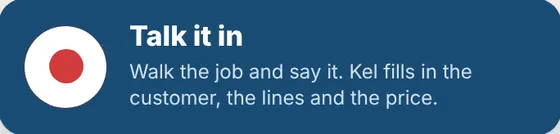 The Talk it in button at the top of a new quote